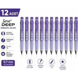 Deep Versatil Kalem 0.7mm Metalik Mor Yıldız 12'li Paket