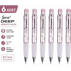 Versatil Kalem Deep 0.7 mm Met Roze Ay-Yıldız 6'lı Paket