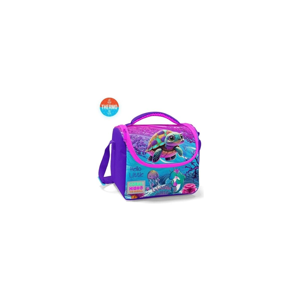 Coral High Pembe Mor Kaplumbağa Sırt Çantası 23756+Thermo Beslenme Çantası 11756