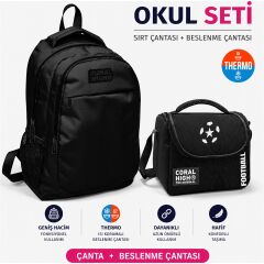 Coral High Siyah Üç Bölmeli Sırt Çantası 14398+Thermo Beslenme Çantası 22798