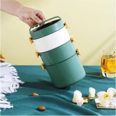 Backpacker Paslanmaz Çelik Yemek Kutusu 1800ML Koyu Yeşil