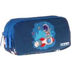 Kaukko Kids Astronot Baskılı Lacivert Erkek Çocuk Okul Kalemliği Kalem Çantası - L5366