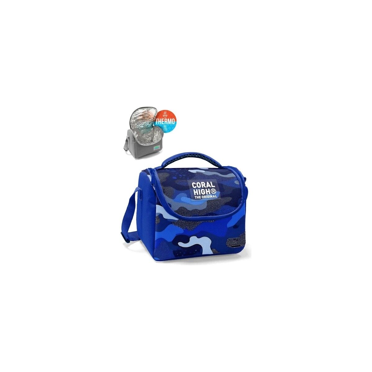 Coral High Lavanta Üç Bölmeli Okul Sırt Çantası 14402+ Kamuflaj Desenli Thermo Beslenme Çantası 22789