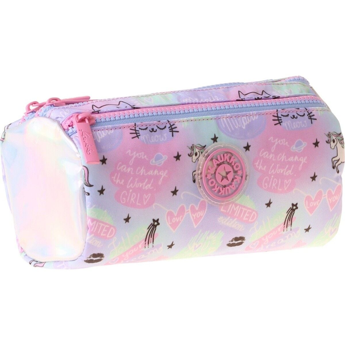 Kaukko Kids Kız Çocuk Üç Bölmeli Dream Baskılı Çok Renkli Okul Kalem Çantası - L5345