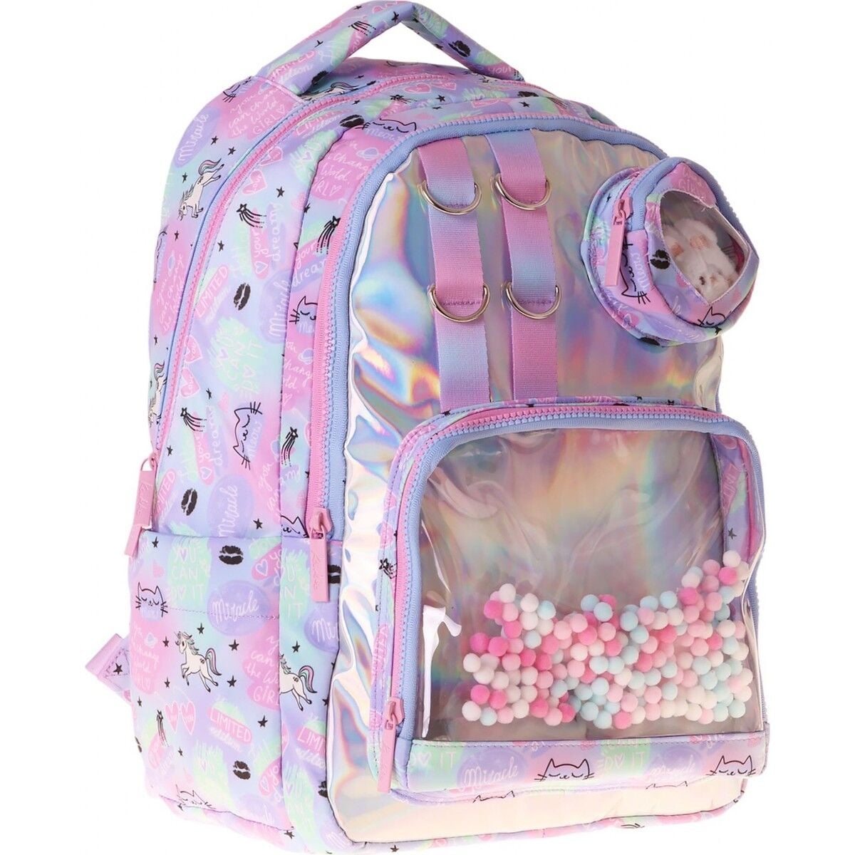 Kaukko Kids Kız Çocuk Dream Baskılı Çok Renkli Peluş Aksesuarlı Ilkokul Okul Sırt Çantası - L5343