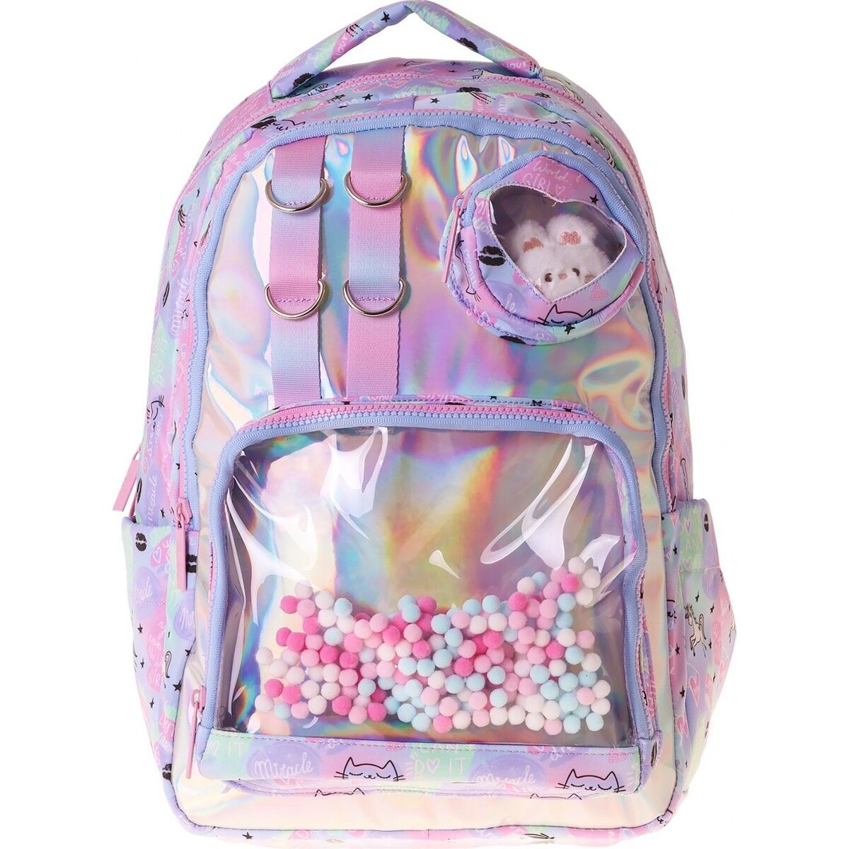 Kaukko Kids Kız Çocuk Dream Baskılı Çok Renkli Peluş Aksesuarlı Ilkokul Okul Sırt Çantası - L5343