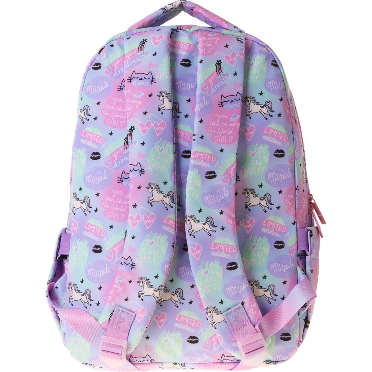 Kaukko Kids Kız Çocuk Dream Baskılı Çok Renkli Peluş Aksesuarlı Ilkokul Okul Sırt Çantası - L5343