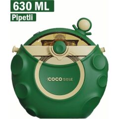 Vagonlife Cocosmile 630ML Silikon Uzay Tema Kılıflı Pipetli Askılı Tritan Çocuk Matarası Yeşil CS-0006