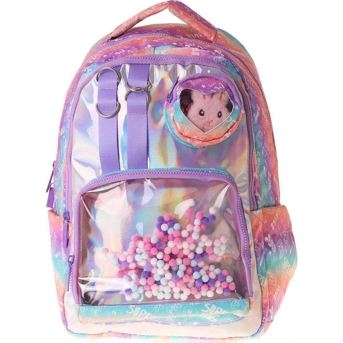 Kaukko Kids Kız Çocuk Renk Geçişli Lila Peluş Aksesuarlı Ilkokul Okul Sırt Çantası - L5348