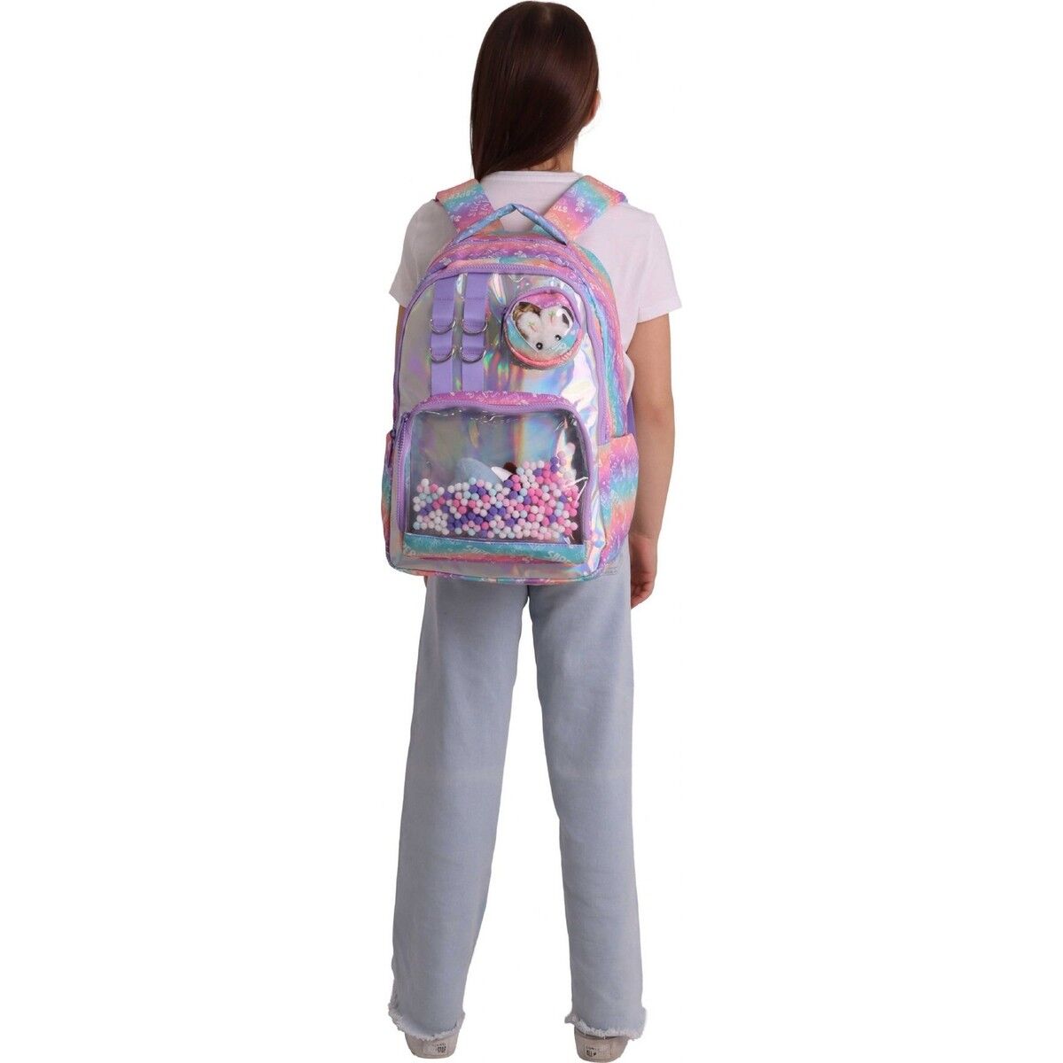 Kaukko Kids Kız Çocuk Renk Geçişli Lila Peluş Aksesuarlı Ilkokul Okul Sırt Çantası - L5348