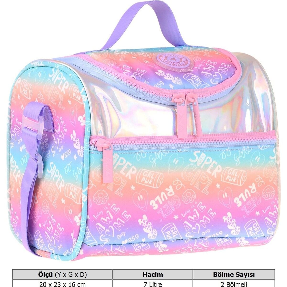 Kaukko Kids Kız Çocuk Renk Geçişli Isı Yalıtımlı Okul Beslenme Çantası (Lila) - L5349