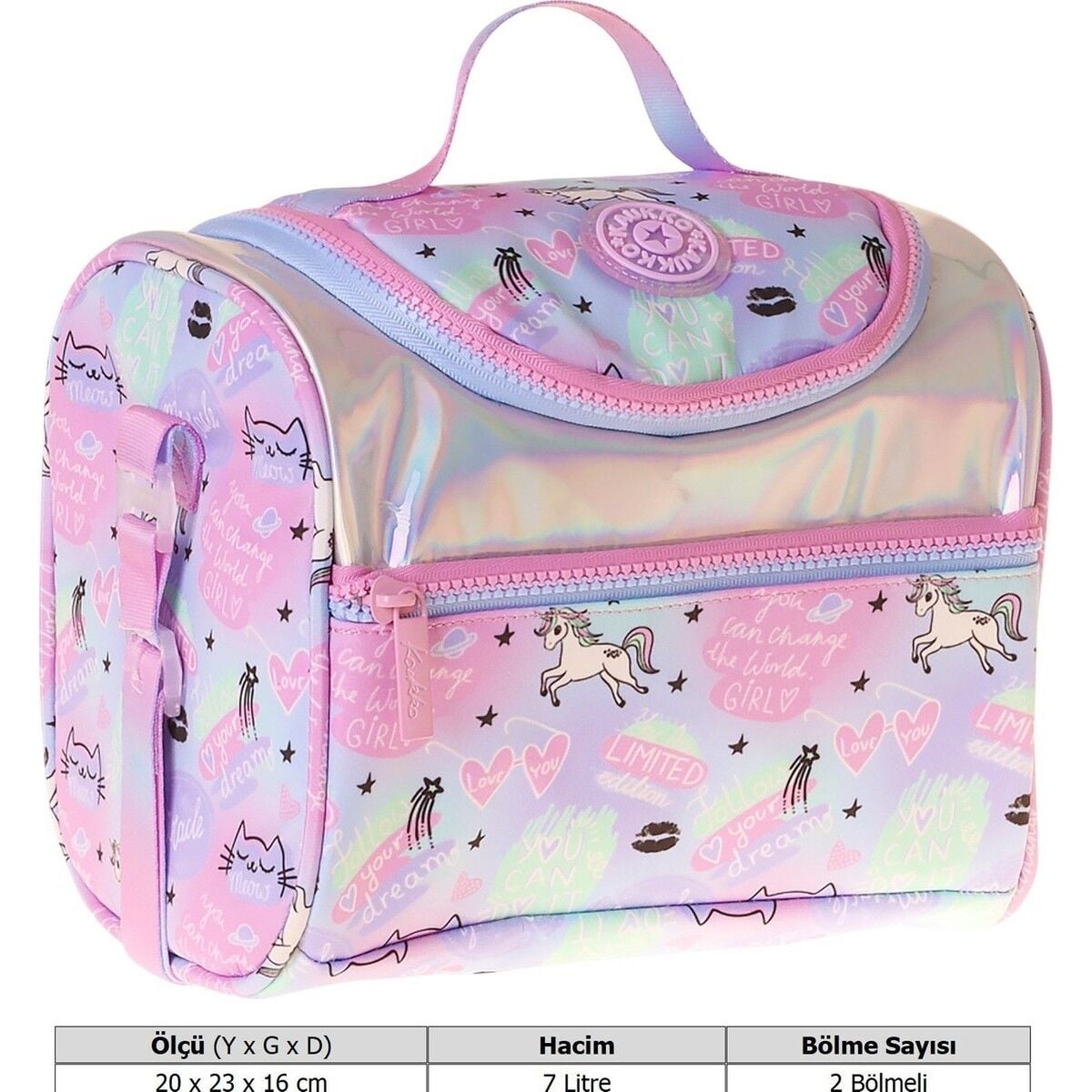 Kaukko Kids Kız Çocuk Dream Baskılı Isı Yalıtımlı Okul Beslenme Çantası (Çok Renkli) - L5344
