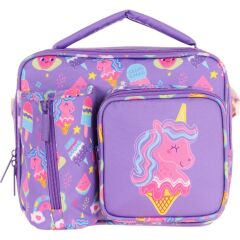 Kaukko Kız Çocuk, Lila Pembe, Unicorn Desenli Isı Yalıtımlı Üç Bölmeli (Matara Cepli) Okul Beslenme Çantası L7224