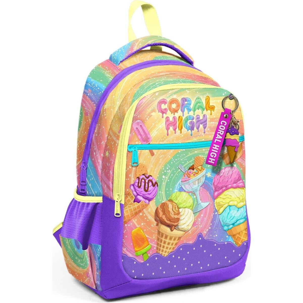 Coral High Kids Milka Dondurma Desenli Üç Bölmeli Okul Sırt Çantası 33254