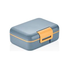 Beslenme Kutusu Çift Katlı Alt Hazne İki Bölmeli Yemek Saklama Kabı Çatal Kaşık Bıçak Set Gri