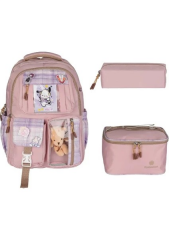 RLX-1395 3'lü Set Çocuk Ilkokul Çantası Kalemlikli Beslenme Çantalı Sırt Çantası