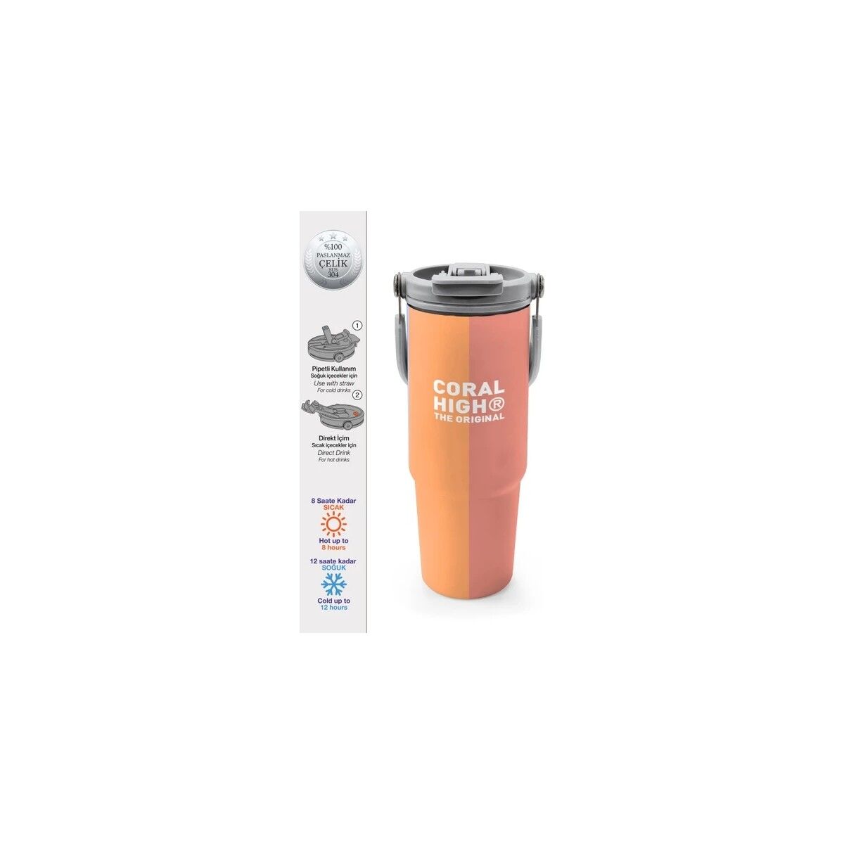 Renkli Çizgili Dört Bölmeli Sırt Çantası 23680+ÇELIK Termos 900 ml 38746