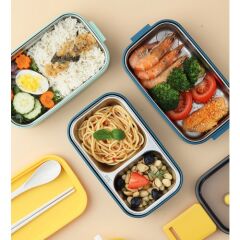 Vagonlife Bento 1400ML Lunchbox Yeni Koleksiyon Iki Katlı 2 Bölmeli Çelik Sefer Tası Yemek Kutusu