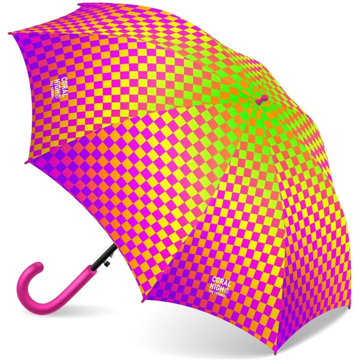 Coral High Kids Neon Renkli Dama Desenli Çocuk Şemsiyesi 36102