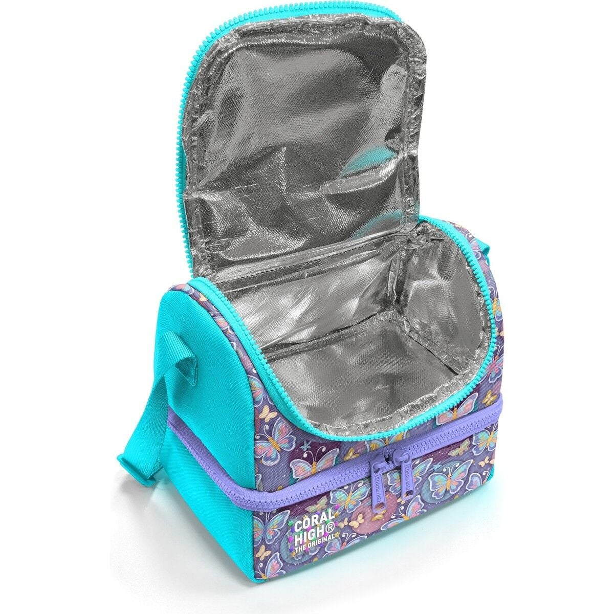 Coral High Kids Pastel Renkli Kelebek Desenli Thermo Iki Katlı Beslenme Çantası 37203