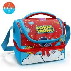 Coral High Kids Kırmızı Mavi Astronot Uzay Desenli Thermo Iki Katlı Beslenme Çantası 37209