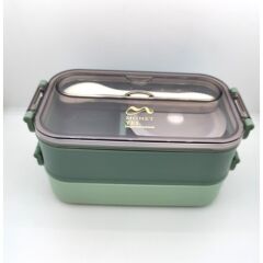 Vagonlife Çift Kat Paslanmaz Yemek Kabı Saklama Kabı Gıda Kabı 1500 ml Yeşil XC-465