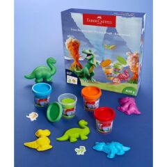 Faber-Castell Dino 4X56 gr Oyun Hamuru ve 3D Kalıp Oyun Hamuru Seti