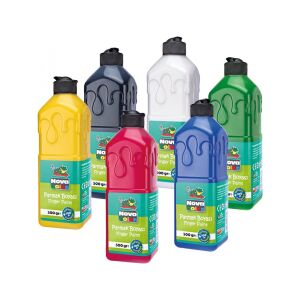 Nova Color Parmak Boyası Seti - 6 Renk (Sarı, Siyah, Beyaz, Yeşil, Kırmızı, Mavi) - 500 gr