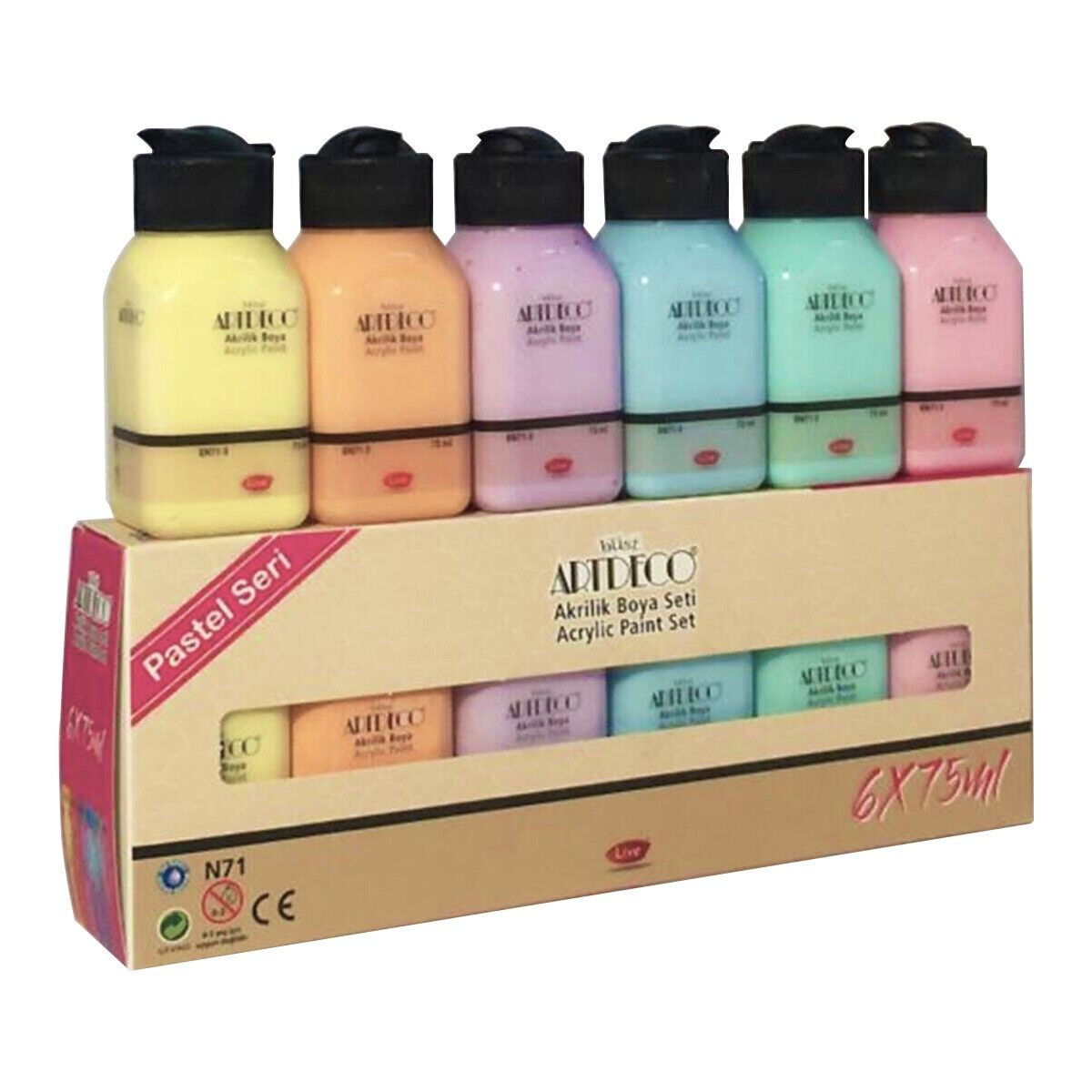 Artdeco Akrilik Boya Set Pastel Renkler 6 x 75ml