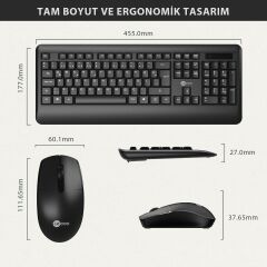 Lecoo Kw202 Kablosuz Klavye & Mouse Set Siyah