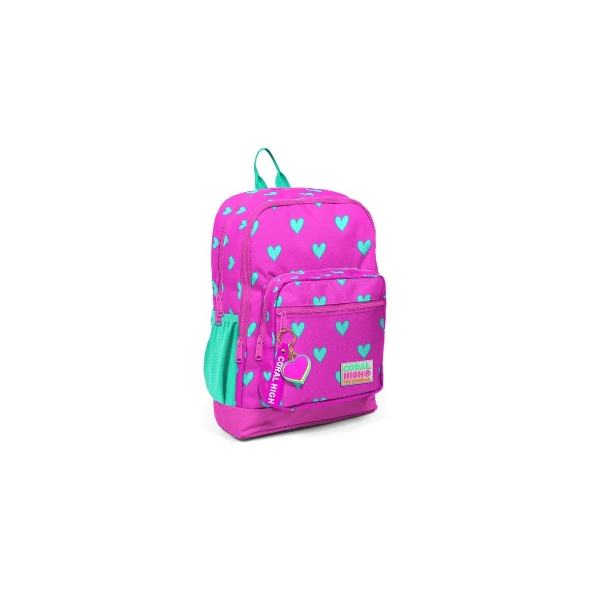 Coral Hıgh Kalp Desenli Pembe Yeşil Sırt Çantası 23113+ Kalemlik 22317