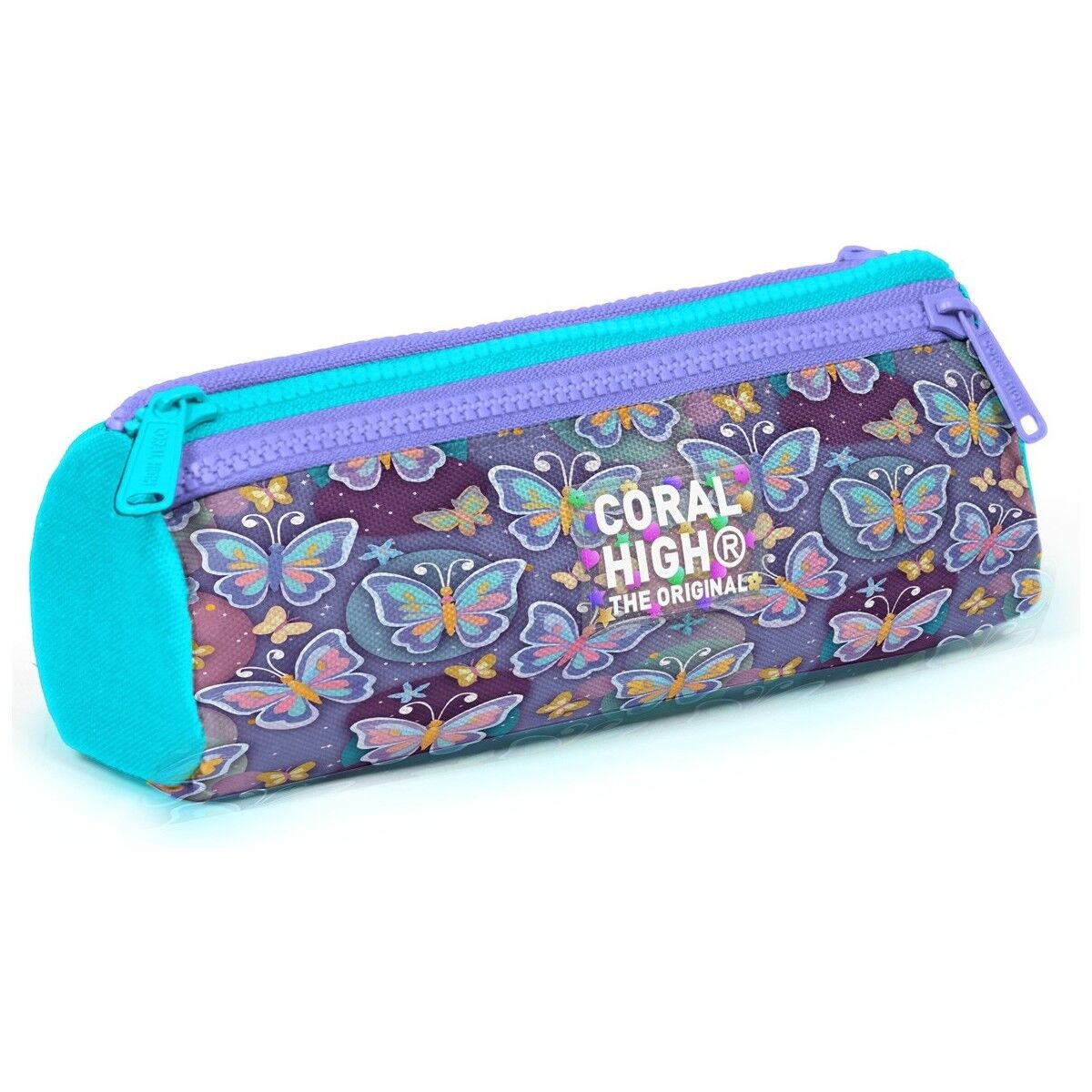 Coral High Kids Pastel Renkli Kelebek Desenli Üç Bölmeli Kalem Çantası 31006
