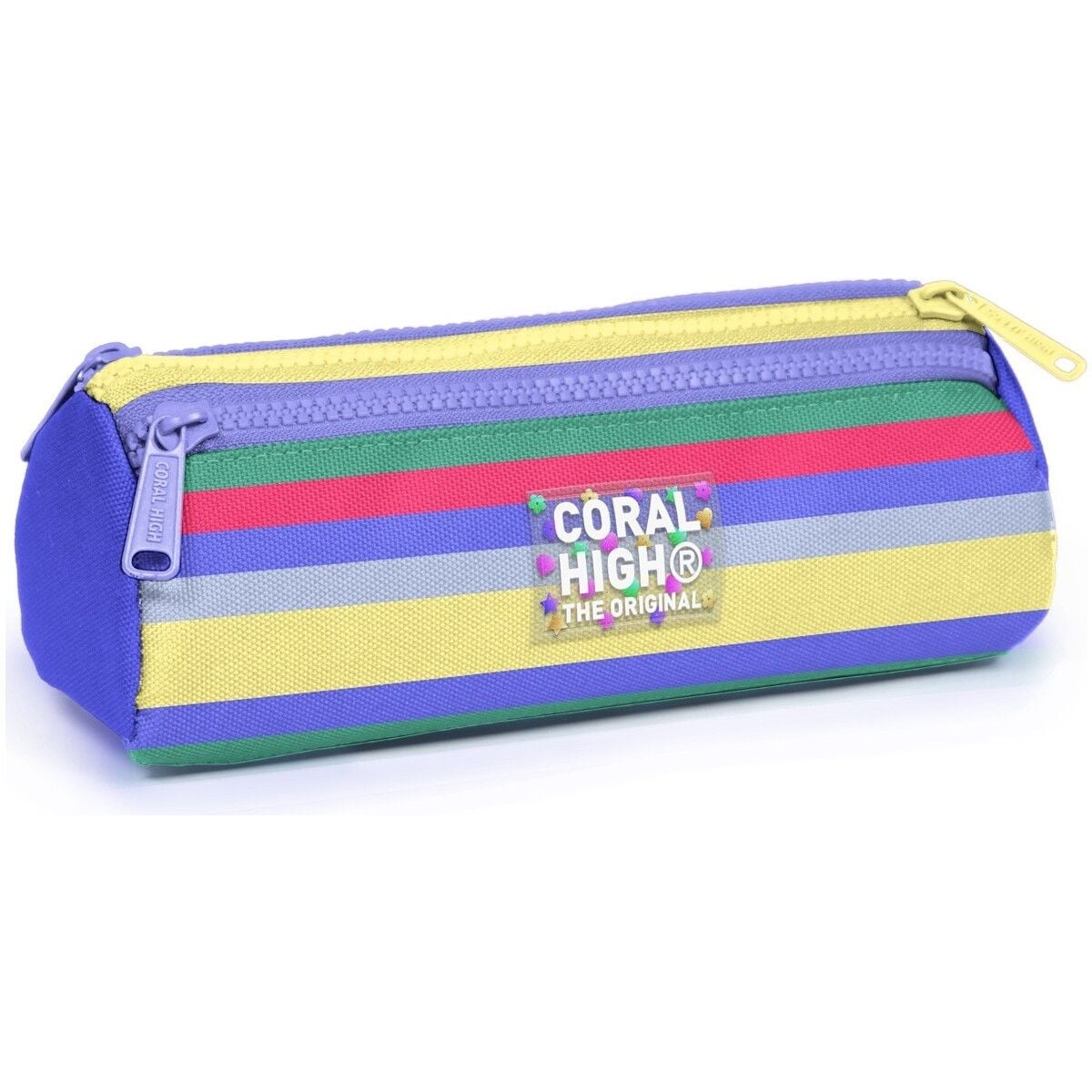 Coral High Kids Milka Gri Sarı Çizgi Desenli Üç Bölmeli Kalem Çantası 31002