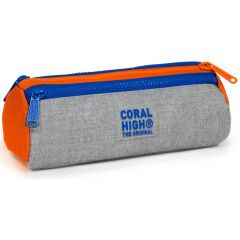 Coral High Kids Gri Turuncu Üç Bölmeli Kalem Çantası 31021