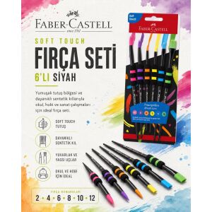 Faber-Castell Soft Touch Fırça Seti 6’lı Siyah