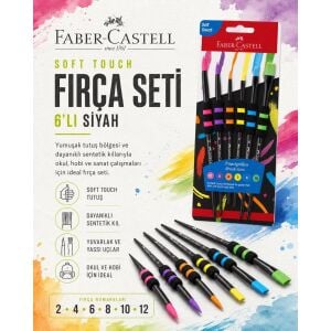 Faber-Castell Soft Touch Fırça Seti 6’lı Siyah