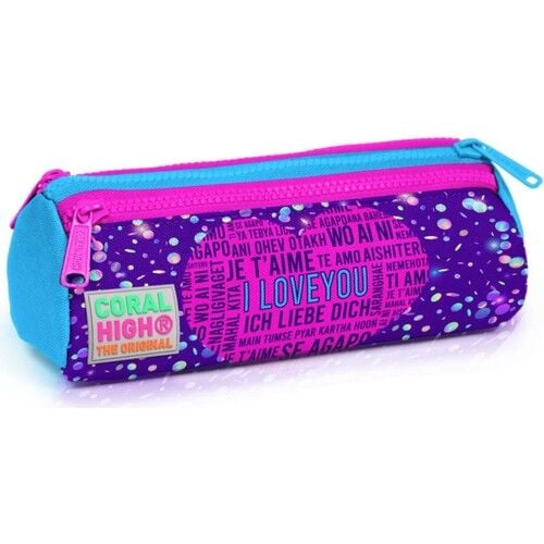 Coral High Mor Pembe Kalp Üç Bölmeli Kalem Çantası 22040