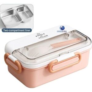Vagonlife Taşınabilir 304 Paslanmazçelik Çocuklar Öğrenci ve Ofis Için Sızdırmaz Yemek Kutusu Sefer Tası 900ML Pembe