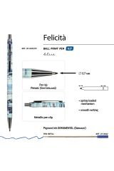 Vj Felicita Tükenmez KalemKutulu Metal Gövde Renkli Ahşap Desen 0.7mmMavi