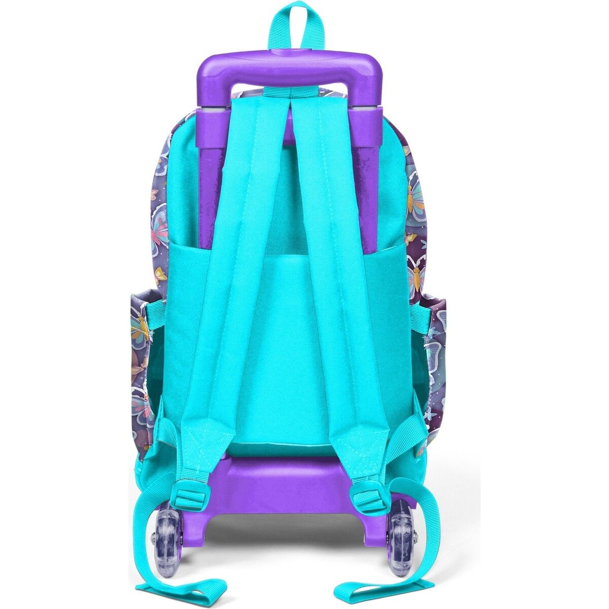 Kids Pastel Renkli Kelebek Desenli Üç Bölmeli Çekçekli Okul Sırt Çantası 34006