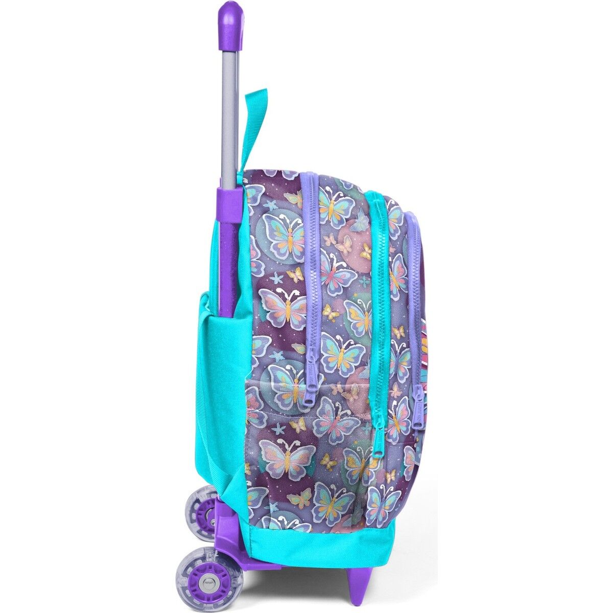 Kids Pastel Renkli Kelebek Desenli Üç Bölmeli Çekçekli Okul Sırt Çantası 34006