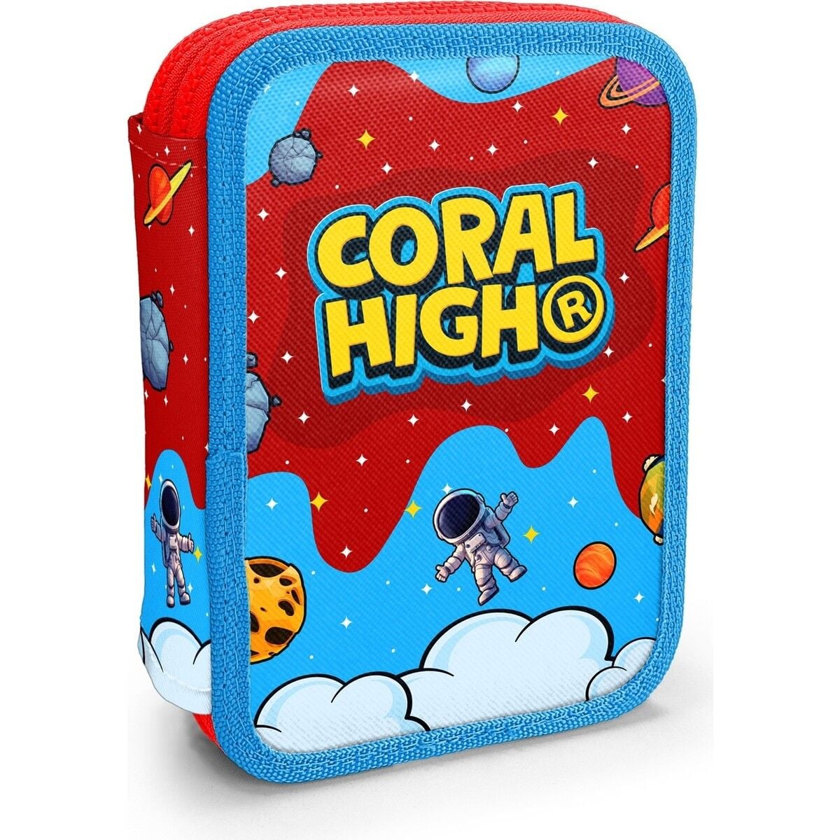 Coral High Kids Kırmızı Mavi Astronot Uzay Desenli Çift Katlı Kalem Çanta 31113