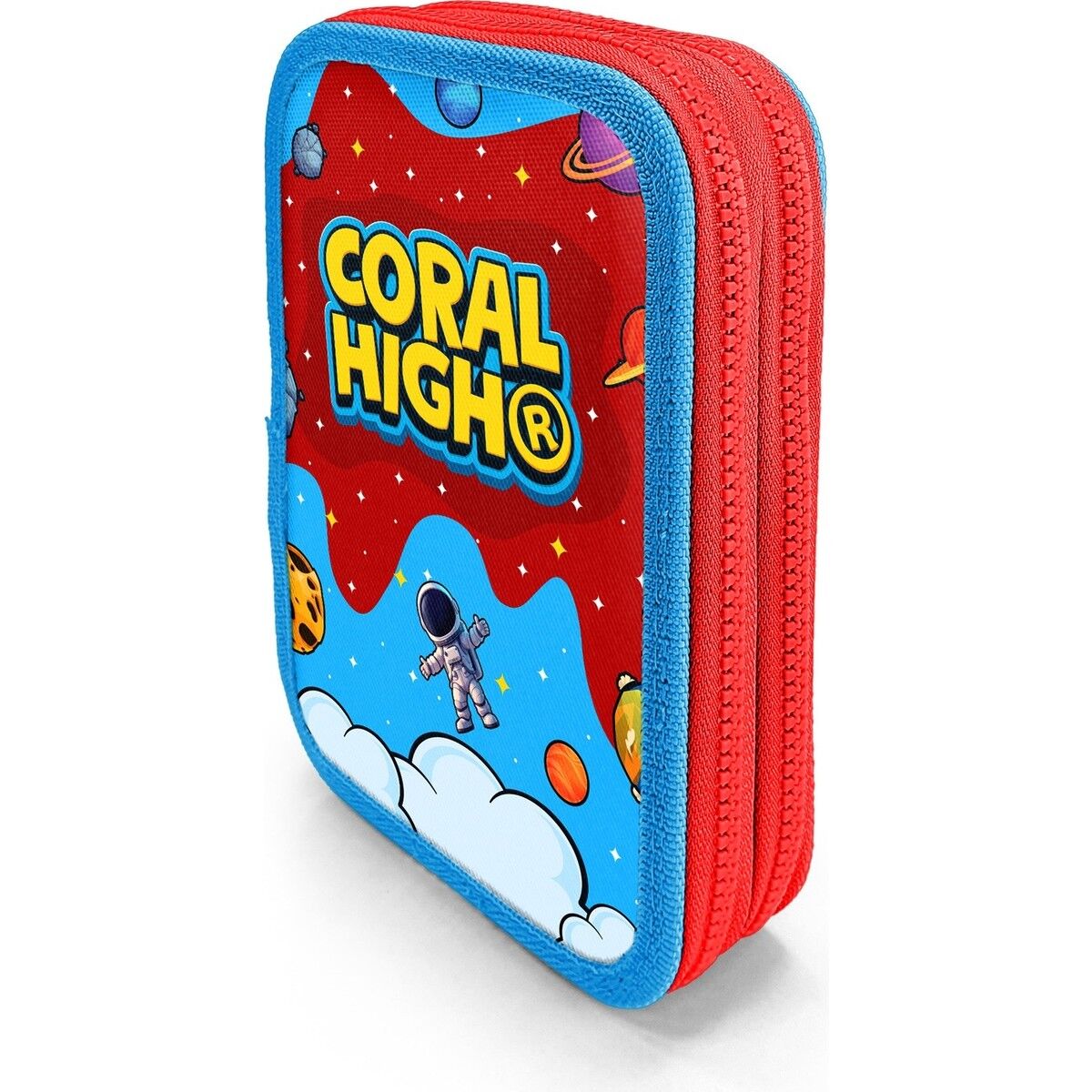 Coral High Kids Kırmızı Mavi Astronot Uzay Desenli Çift Katlı Kalem Çanta 31113