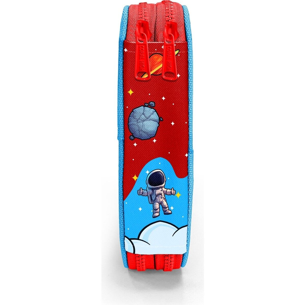 Coral High Kids Kırmızı Mavi Astronot Uzay Desenli Çift Katlı Kalem Çanta 31113