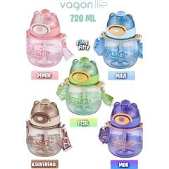VAGONLİFE 650 ML PİPETLİ BOYUN ASKILI SU MATARASI Krem