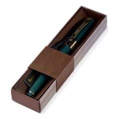 Ballpoınt Pen In Case''monaco'', 0,5 Mm, Blueınk (green Body, Brown Case)