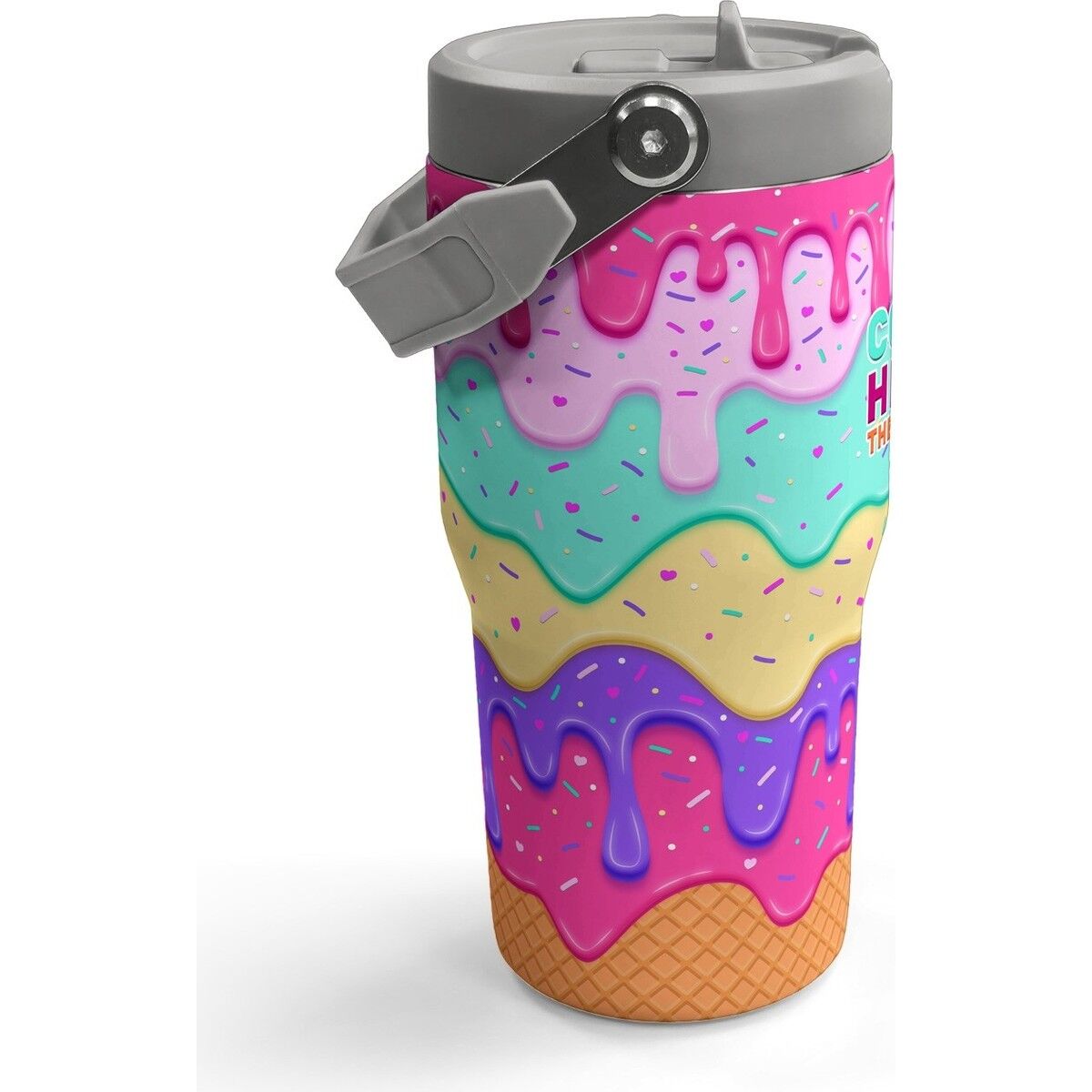 Coral High Dondurma Desenli Katlanır Ağızlıklı Çelik Termos 600 ml 38907