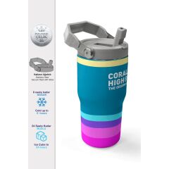 Coral High Renkli Çizgi Desenli Katlanır Ağızlıklı Çelik Termos 600 ml 38910