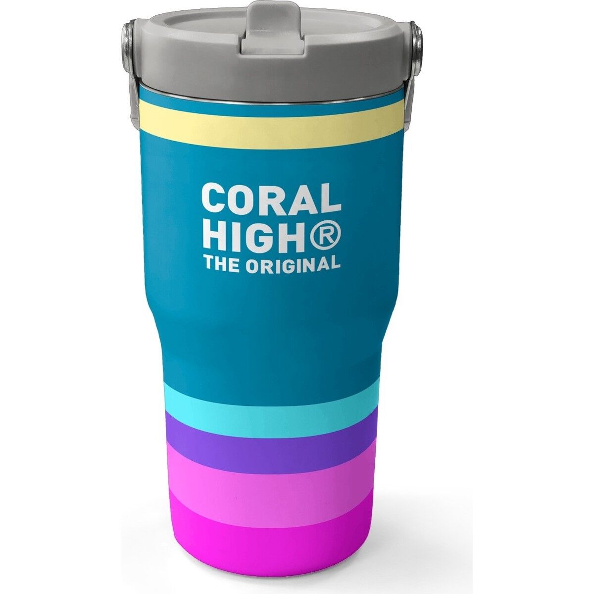 Coral High Renkli Çizgi Desenli Katlanır Ağızlıklı Çelik Termos 600 ml 38910