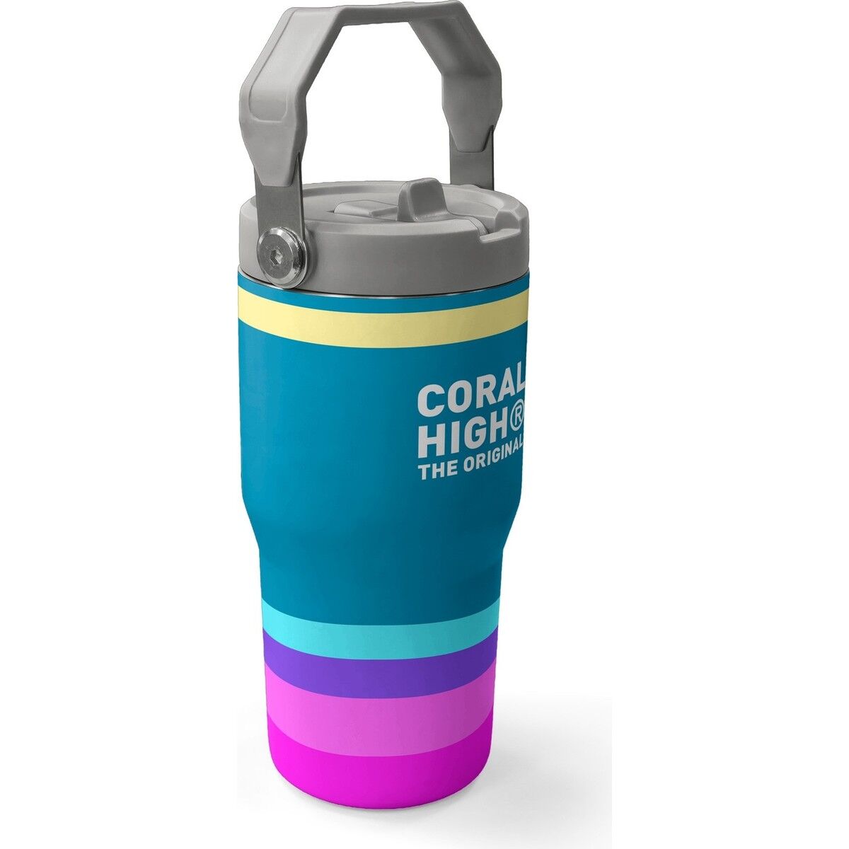 Coral High Renkli Çizgi Desenli Katlanır Ağızlıklı Çelik Termos 600 ml 38910